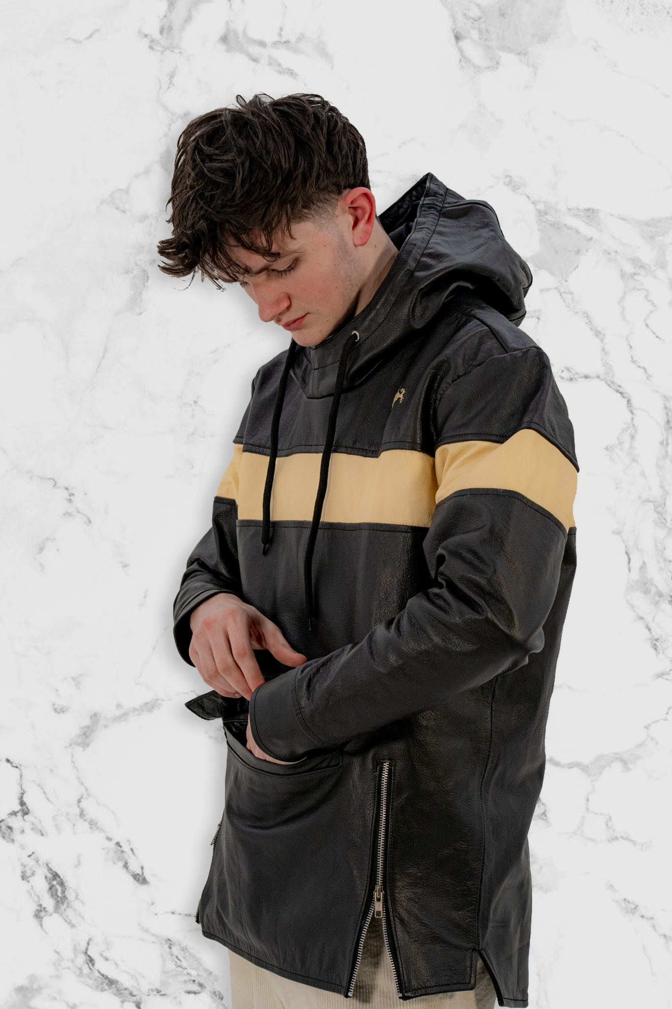 Annamite LuxX | Leather Riding Hoodie | VOIDRNNR Series.